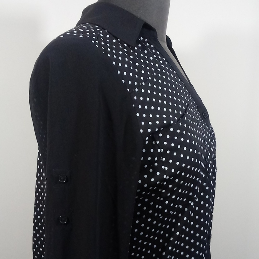 Express Sheer Black And White Button Down Shirt - image 5